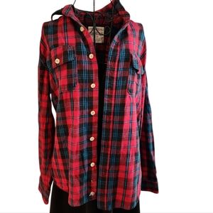 Aeropostale Red Flannel Long Sleeve Shirt Button Up Men Sz Medium Classic Cotton